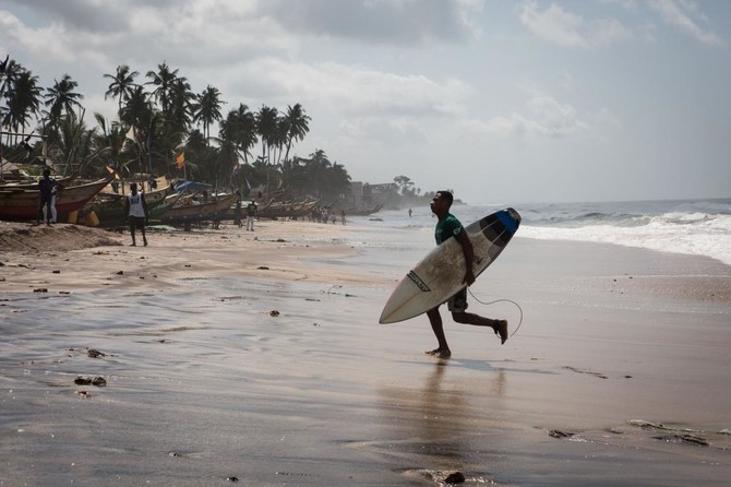 Surfing at Kokrobite, Greater Accra, Ghana