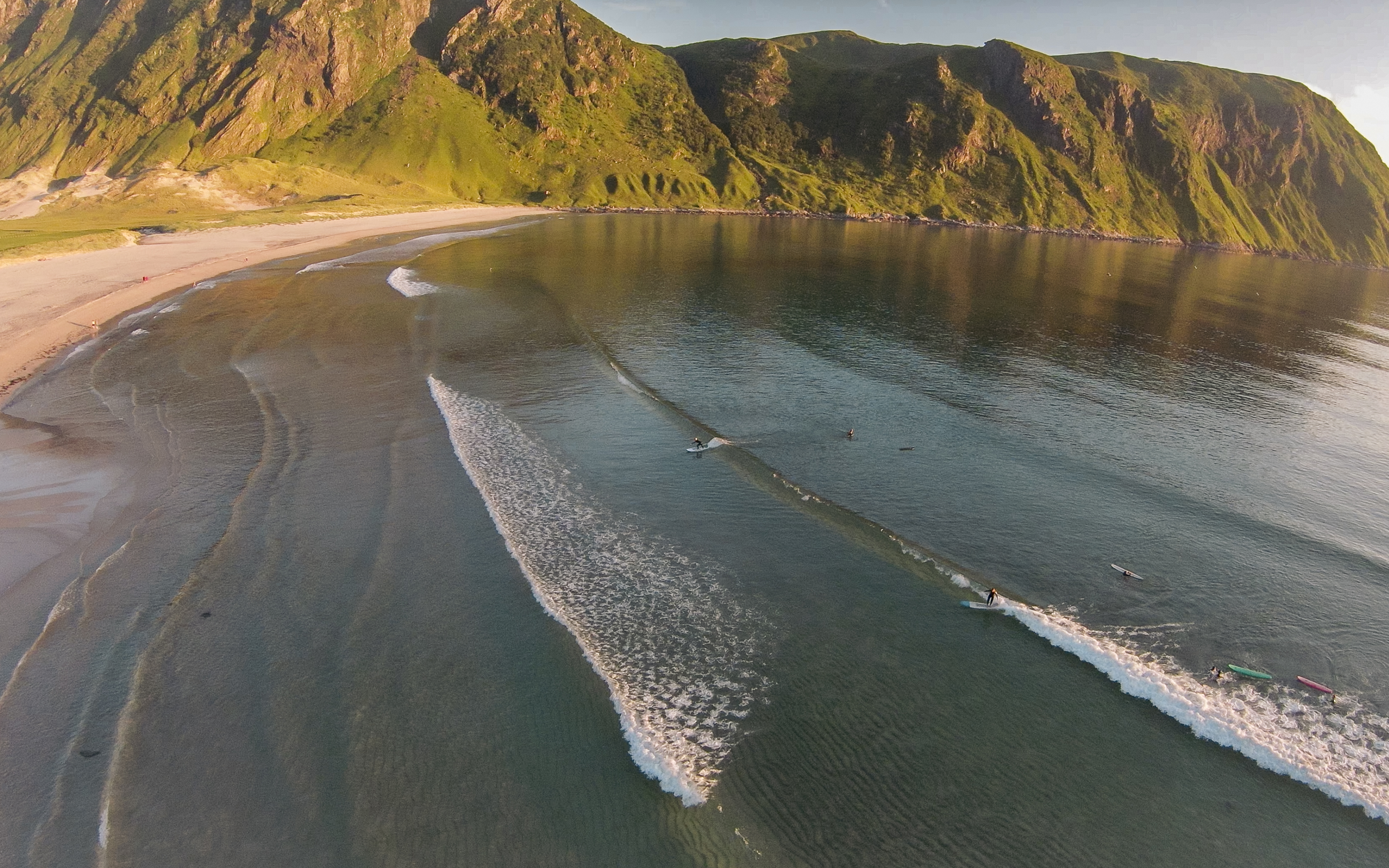 Surfing at Hoddevik, Vestland, Norway