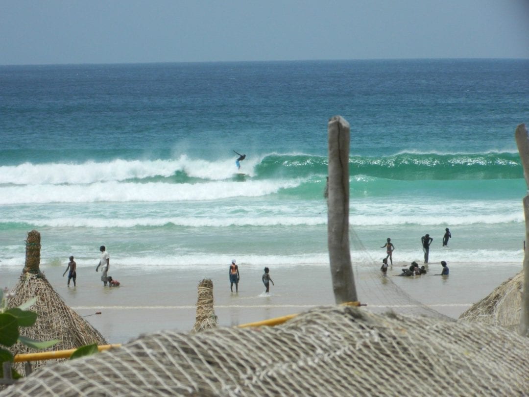 Surfing at Yoff Beach, Dakar, Senegal