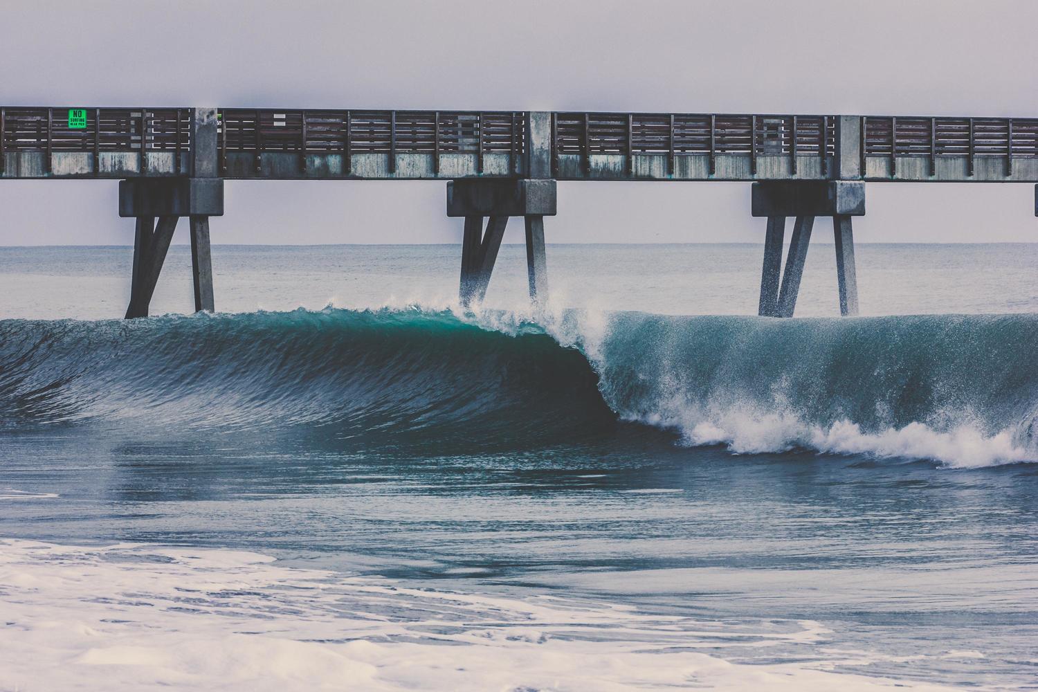 Surfing at Cocoa Beach, Florida, USA