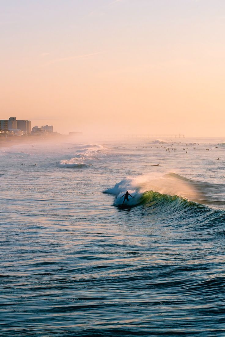 Surfing at Wrightsville Beach, North Carolina, USA